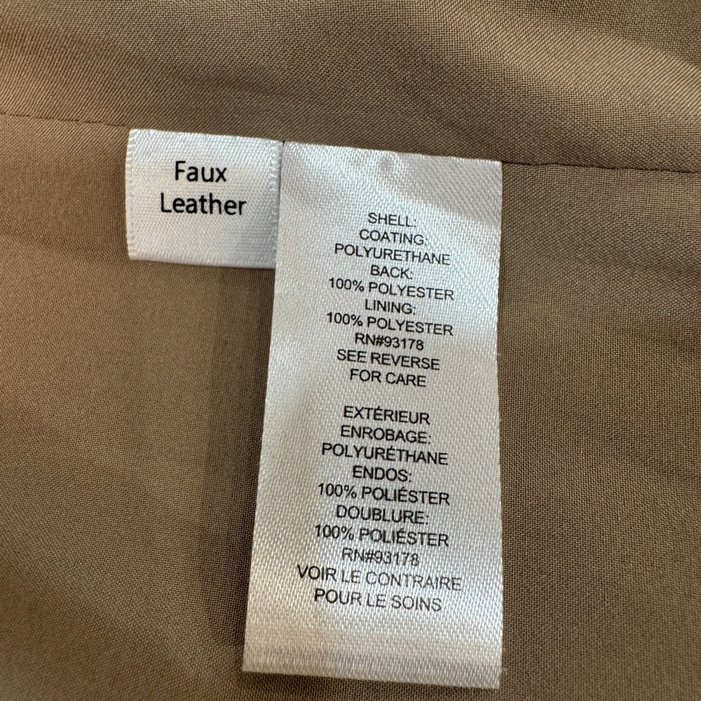 T Tahari Faux Leather Classic Tan Beige Trench Coat Women’s Size XS - Picture 5 of 11